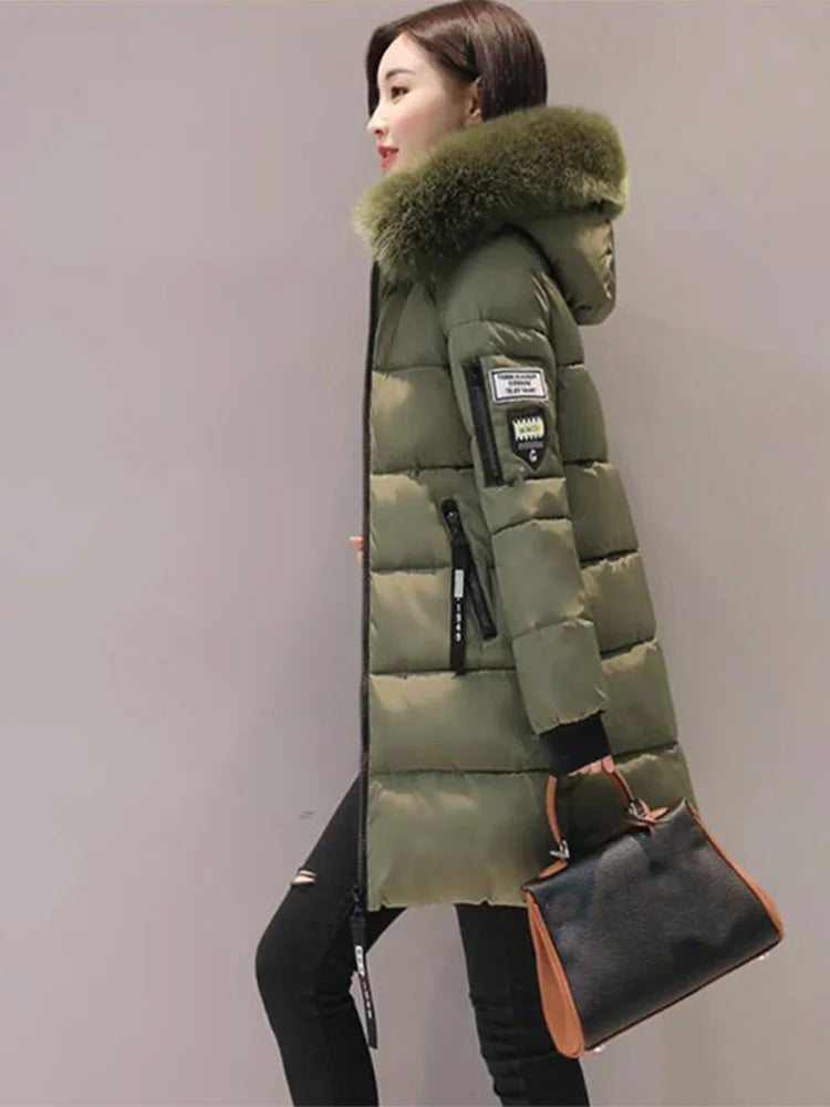 Fur Collar Hooded Women Coats/Parka