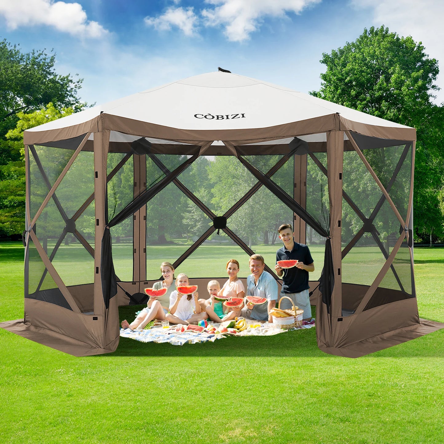 12x12ft Pop-Up Gazebo Screen Tent Mosquito Netting