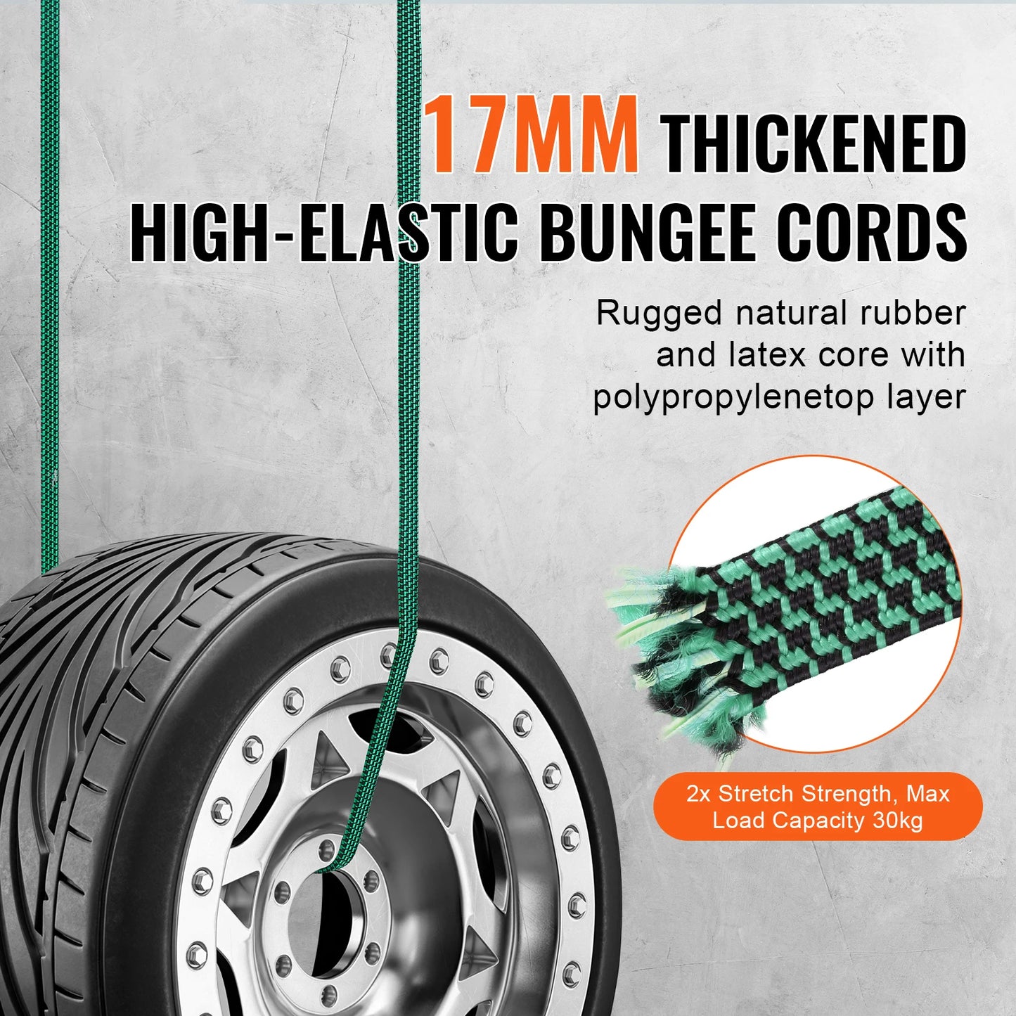 32pcs Bungee Cords with A3 Steel J-Hooks