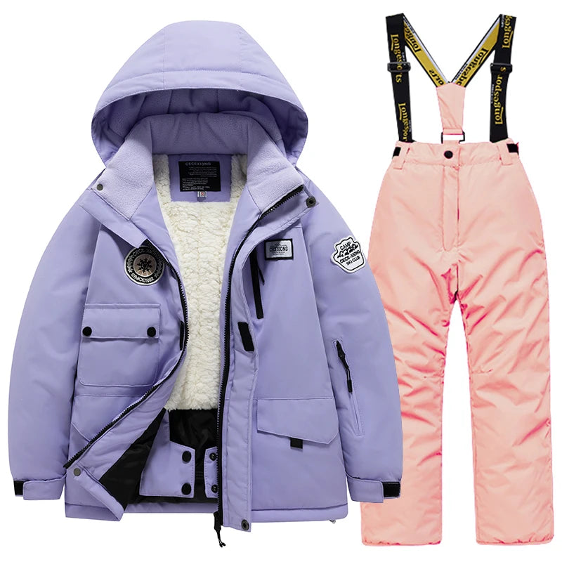Children's Ski Suit Set Unisex, Thick Waterproof, Warm