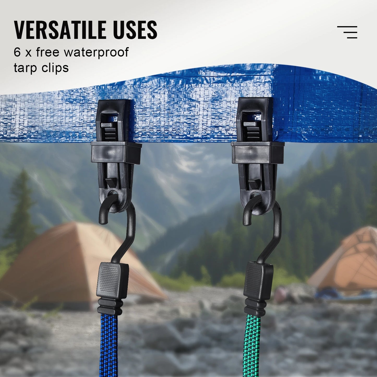 32pcs Bungee Cords with A3 Steel J-Hooks