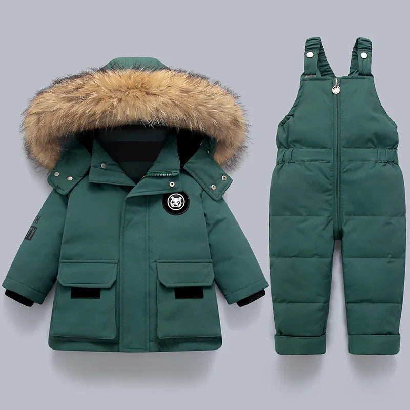 Winter Warm Down Jackets, Boy & Girl Jumpsuit Parka Overalls