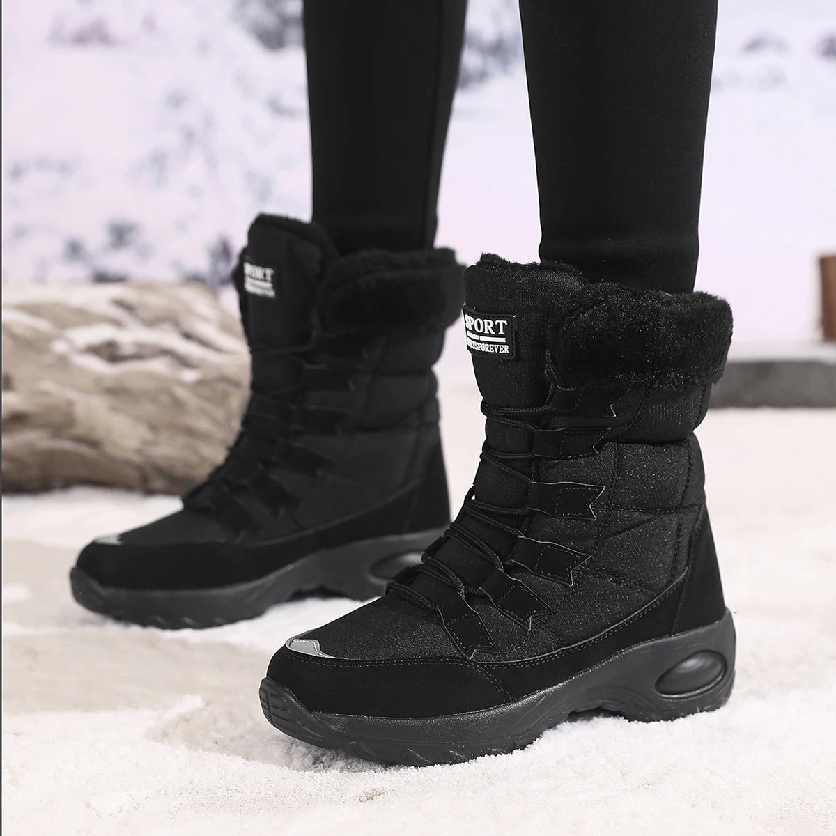 Winter Women Boots Warm Snow Boots Lace-up