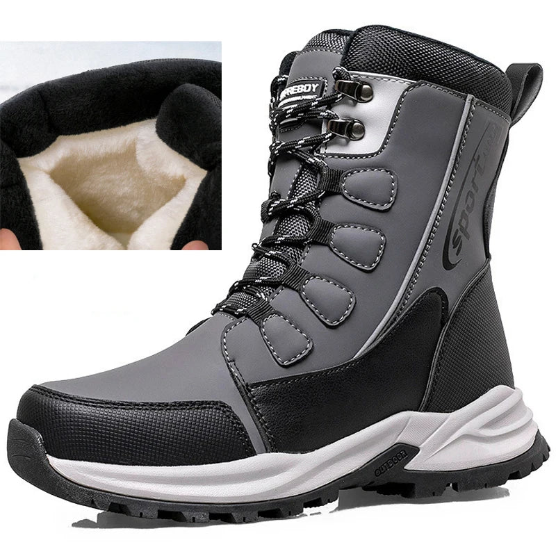 Men's Waterproof Snow Boots, Non-Slip Side Zipper