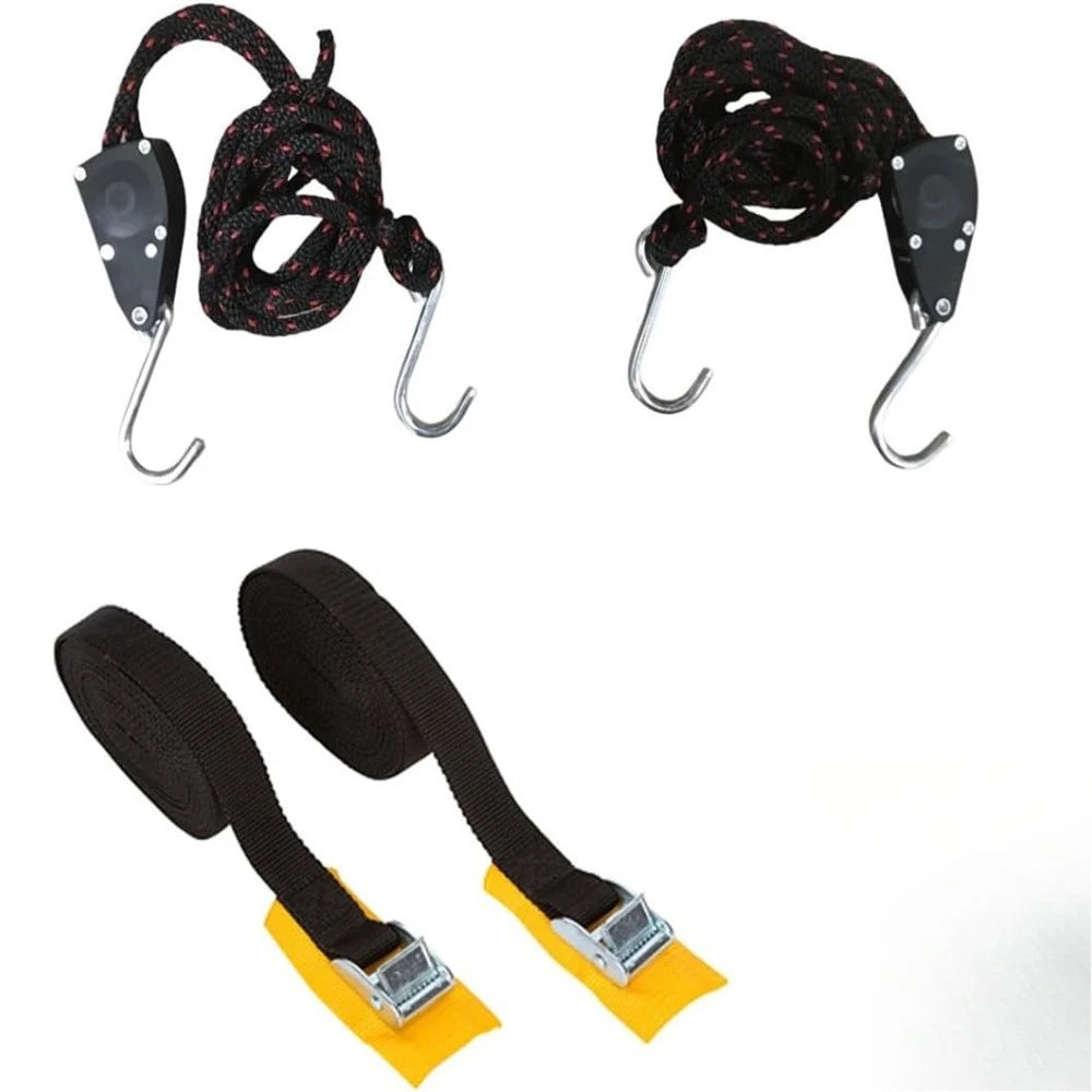 Adjustable Double J-Rack for 2 Kayaks with Tie Down Straps
