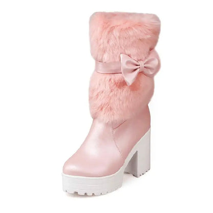 High-Heeled Snow Boots Lolita Sweet Bow