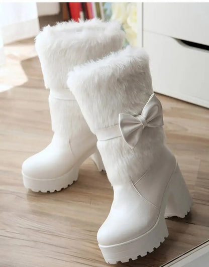 High-Heeled Snow Boots Lolita Sweet Bow