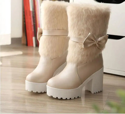 High-Heeled Snow Boots Lolita Sweet Bow