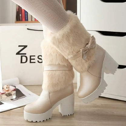 High-Heeled Snow Boots Lolita Sweet Bow