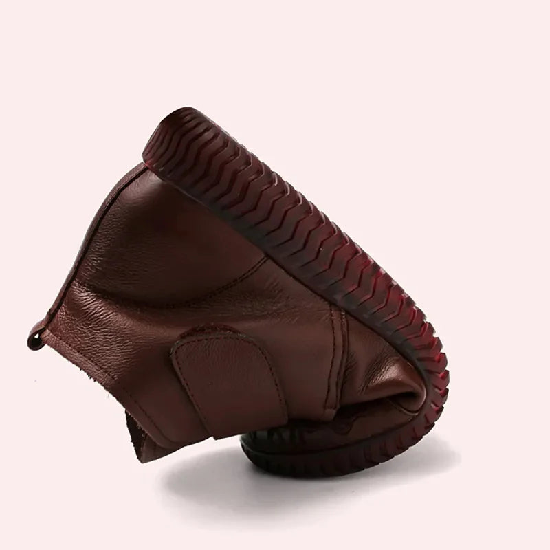 Women's Leather Ankle Boots, Thick Bottom