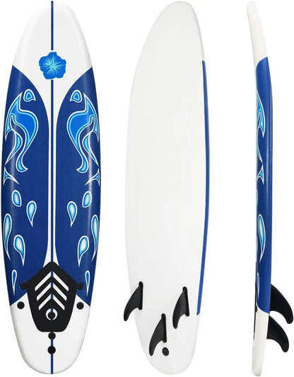 6' Surfboard Beginner Board for Kids, Foamier Board with Removable Fins