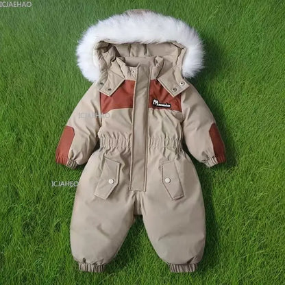 Kids One Piece Snowsuit, Warm Windproof Waterproof