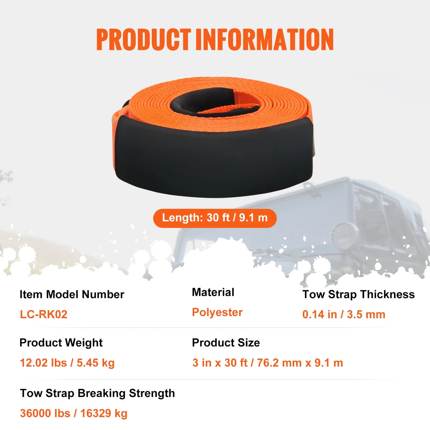 Polyester Tow Strap Recovery Kit Tow Ropes