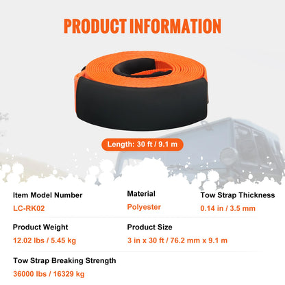 Polyester Tow Strap Recovery Kit Tow Ropes