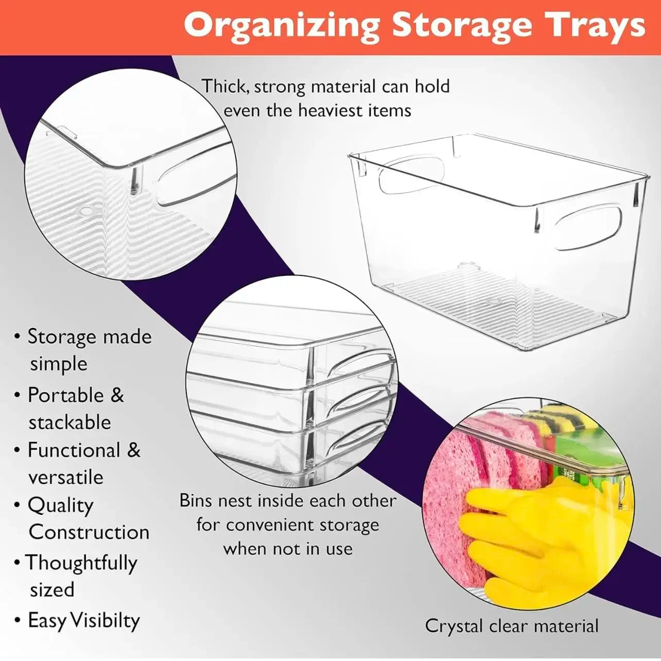 4 Plastic Storage Bins, Organizers Storage Containers