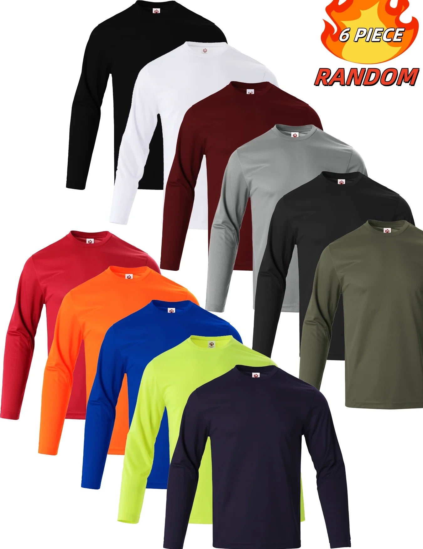 Men's Quick Drying Long Sleeved T-Shirt, 6 colors randomly selected