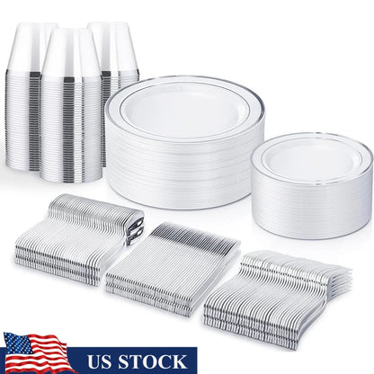 Disposable Plastic Dinnerware for 50 Guests