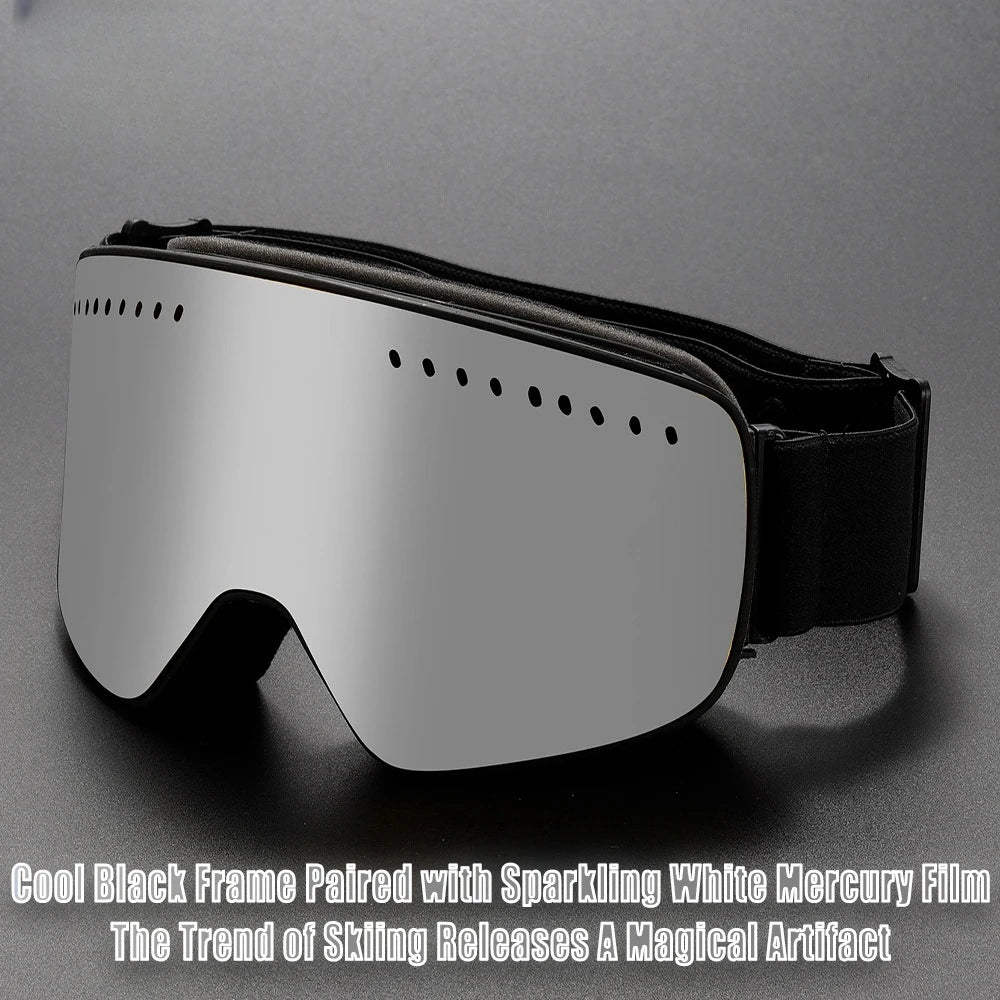 Magnetic Double-Layer Anti-Fog Ski Goggles