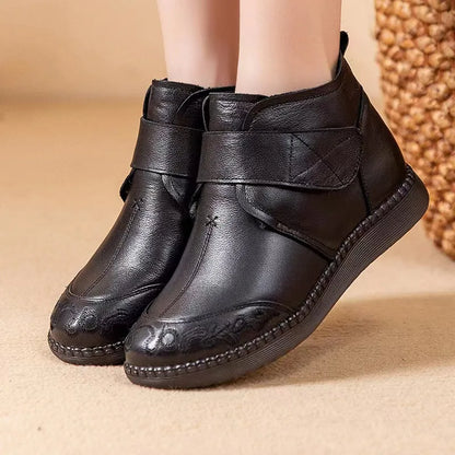 Women's Leather Ankle Boots, Thick Bottom