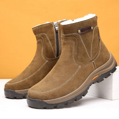 Genuine Sheepskin and Wool Integrated Snow Boots, Men