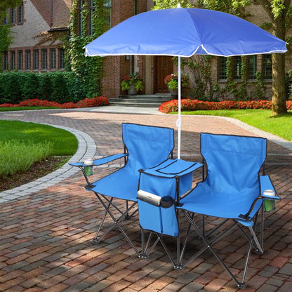 2-Seat Folding Chair With Removable Umbrella