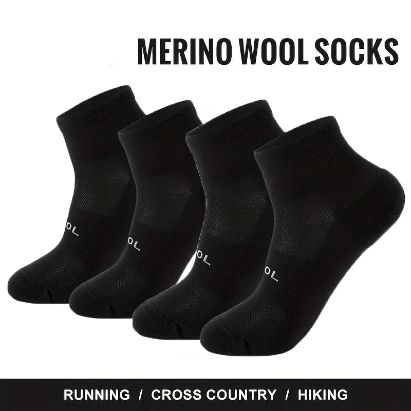 4 Pairs Wool Socks Low Cut Unisex 70% Merino Wool