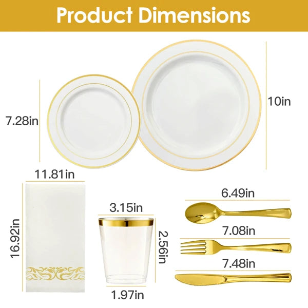 175Pcs (25 Guests) Disposable Dinnerware Set
