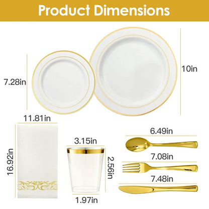 175Pcs (25 Guests) Disposable Dinnerware Set