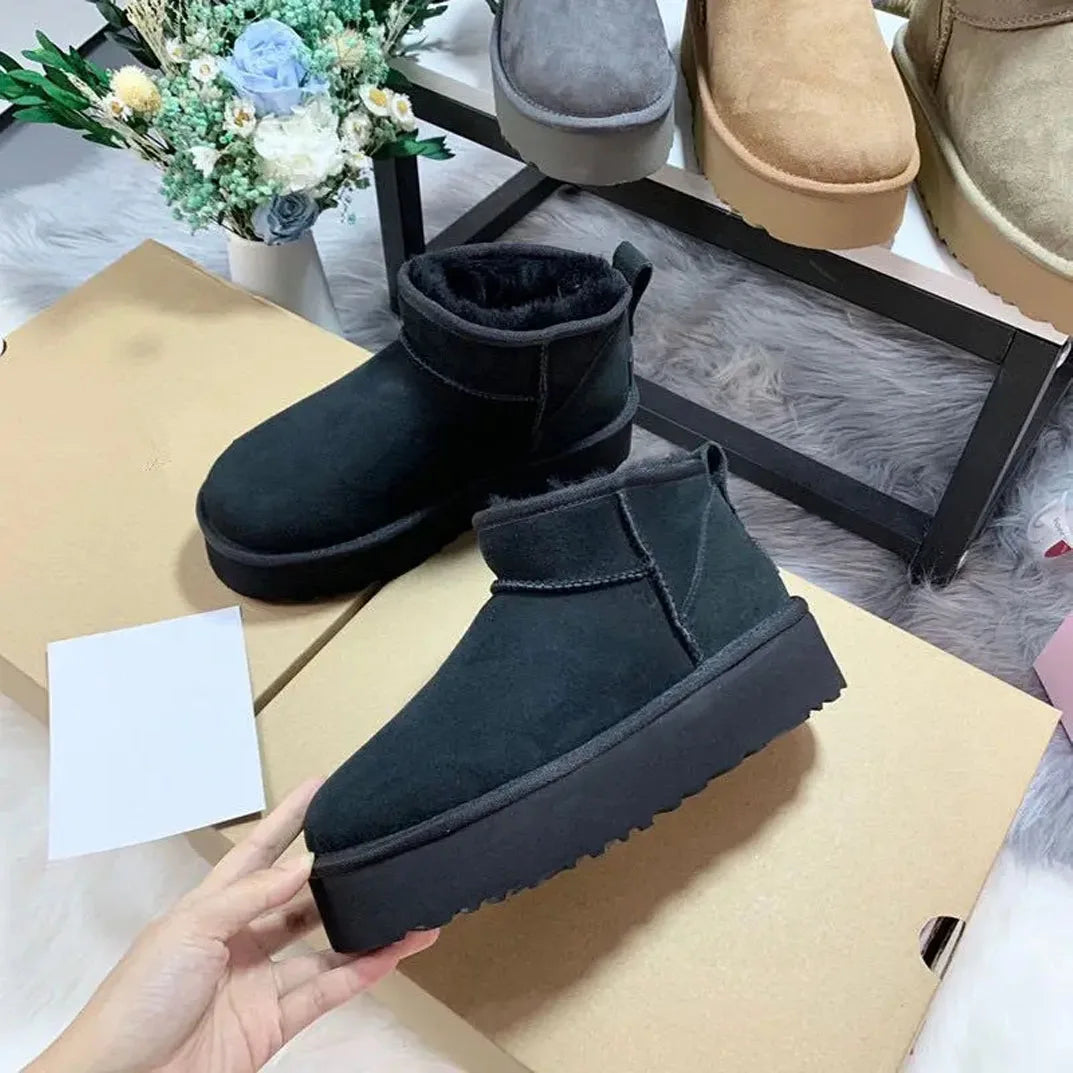 Real Sheepskin Wool Women Snow Boots