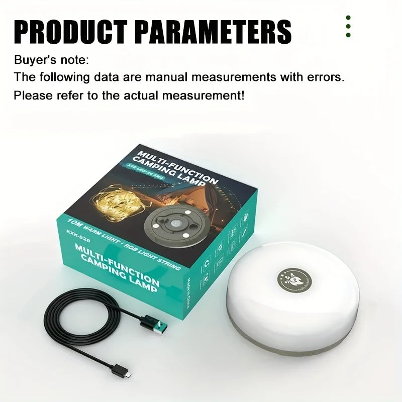 Camping String Lights Tent Lamp 32.8FT Rechargeable