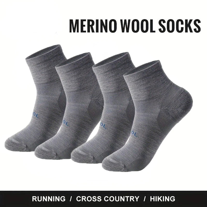 4 Pairs Wool Socks Low Cut Unisex 70% Merino Wool