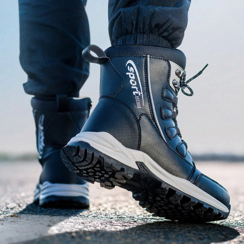 Men's Waterproof Snow Boots, Non-Slip Side Zipper