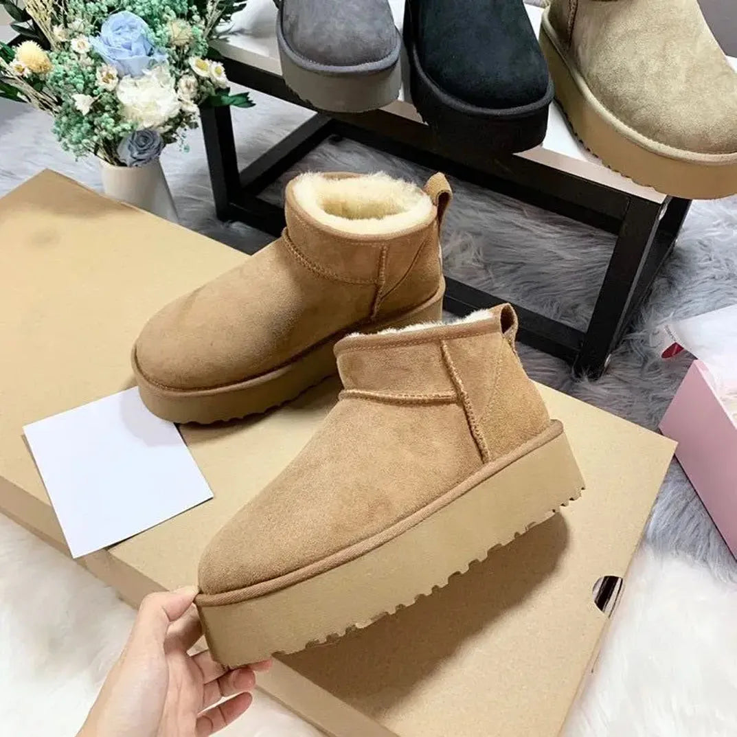 Real Sheepskin Wool Women Snow Boots