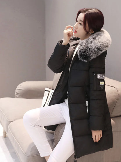Fur Collar Hooded Women Coats/Parka