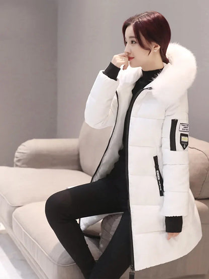 Fur Collar Hooded Women Coats/Parka