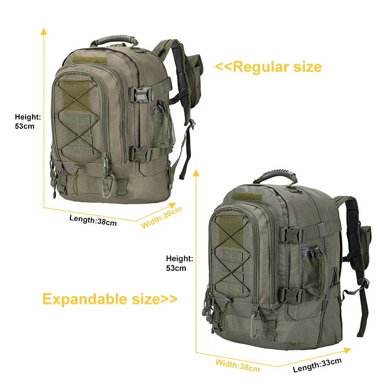 LQArmy 60L Durable & Water-resistant Tactical Backpack; Unisex