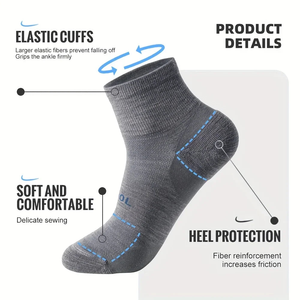 4 Pairs Wool Socks Low Cut Unisex 70% Merino Wool