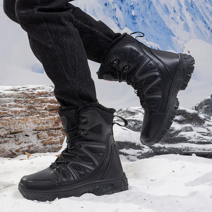 Men Winter Velvet Warm Snow Boots, Waterproof Ski Shoes