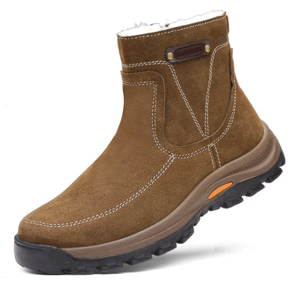 Genuine Sheepskin and Wool Integrated Snow Boots, Men