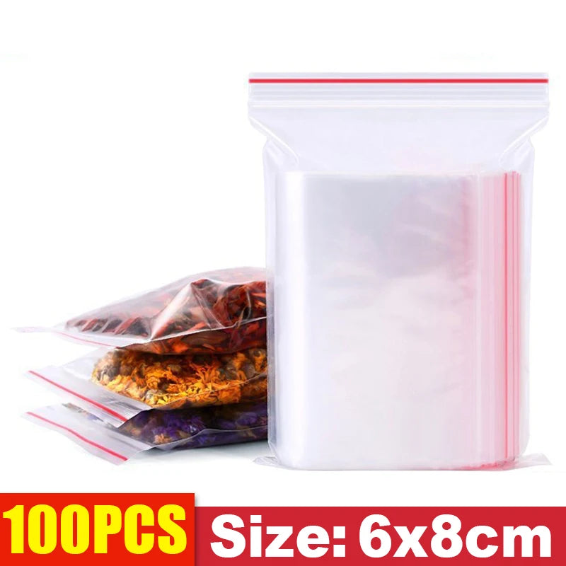 Clear Plastic Storage Bags, Zipper Seal