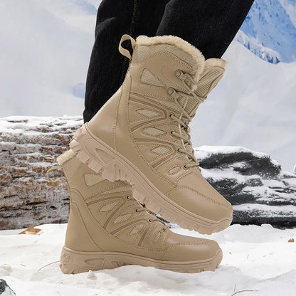 Men Winter Velvet Warm Snow Boots, Waterproof Ski Shoes