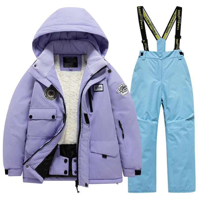 Children's Ski Suit Set Unisex, Thick Waterproof, Warm