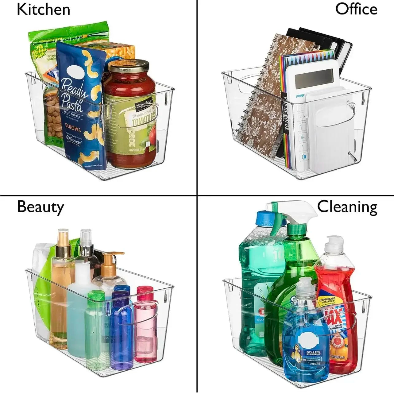 4 Plastic Storage Bins, Organizers Storage Containers