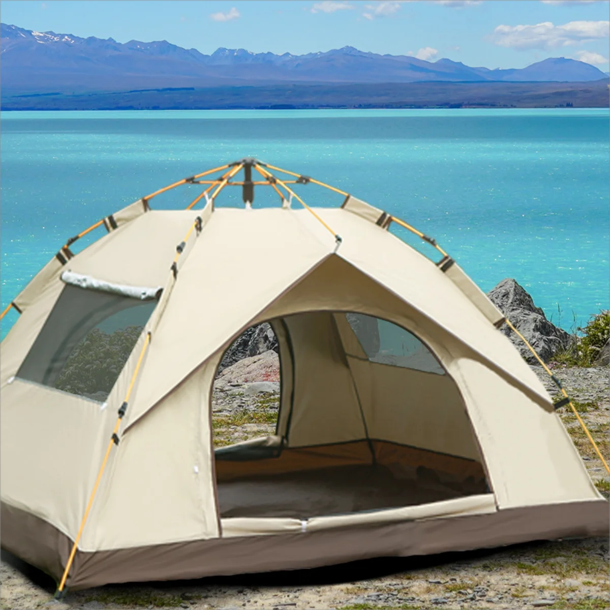 Outdoor Shelter Sunshade Camping Tent Two Doors and Two Windows