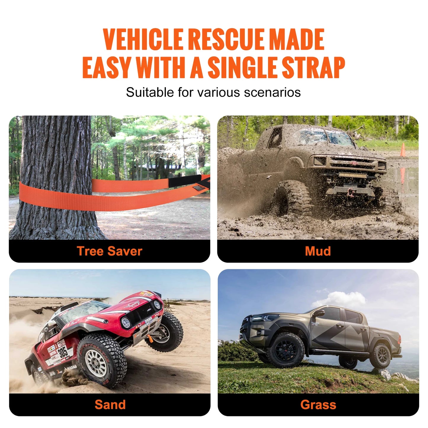 Polyester Tow Strap Recovery Kit Tow Ropes