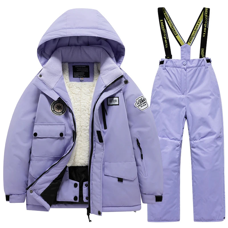 Children's Ski Suit Set Unisex, Thick Waterproof, Warm