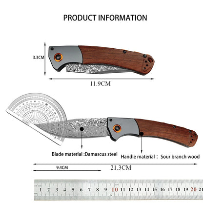 Damascus Steel Folding Pocket Knife Tactical Knife