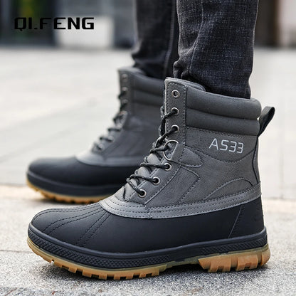 Plus Size 47 Outdoor Men Snow Boots, Waterproof Slip-Resistant