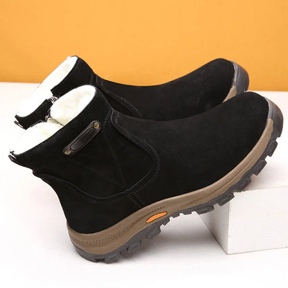 Genuine Sheepskin and Wool Integrated Snow Boots, Men