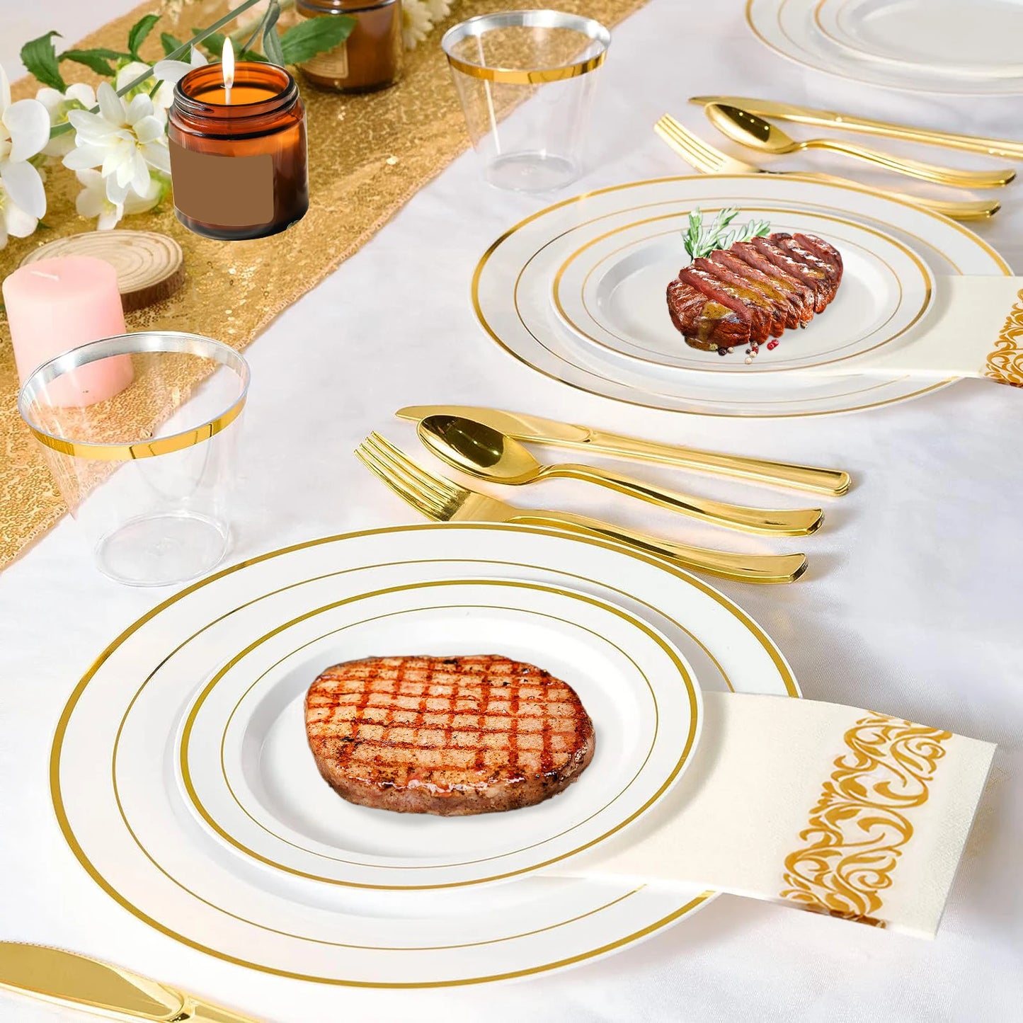 175Pcs (25 Guests) Disposable Dinnerware Set